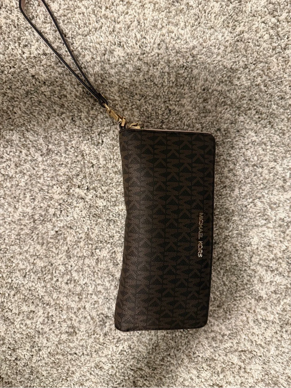 Michael Kors Brown and Blush Signature Wristlet Wallet